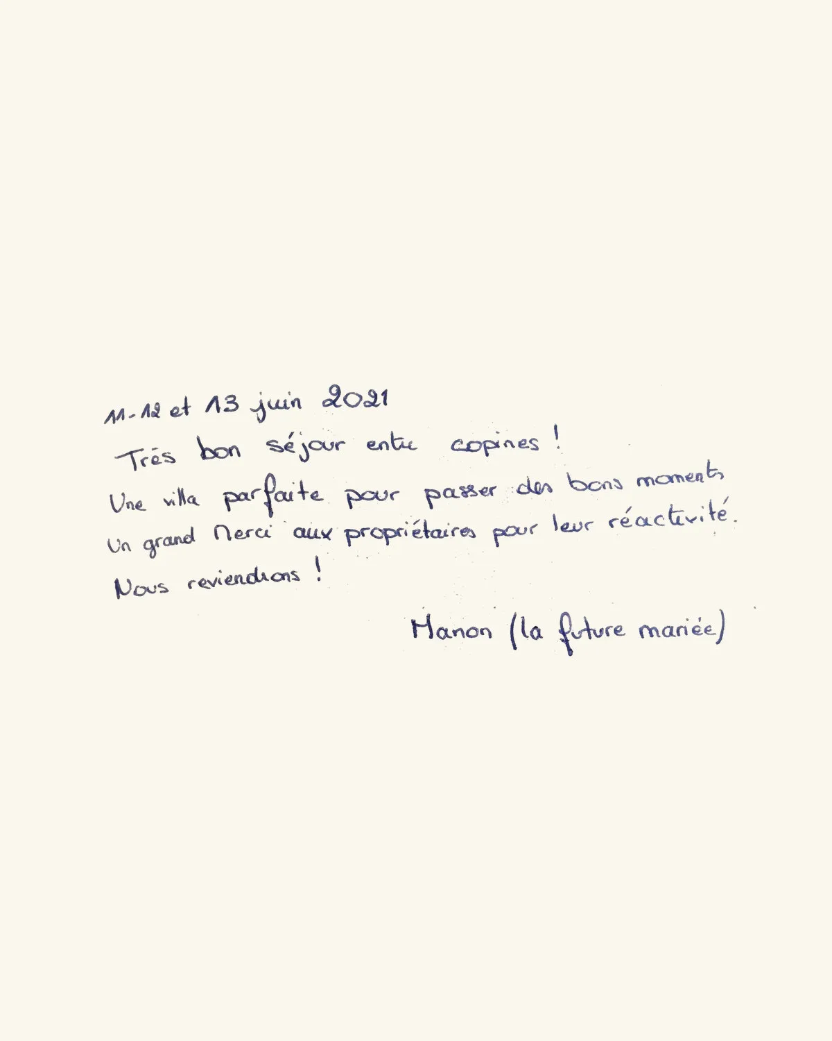 Très bon séjour entre copines ! Une villa parfaite pour passer des bons moments. Un grand merci aux propriétaires pour leur réactivité. Nous reviendrons ! — Manon (la future mariée)