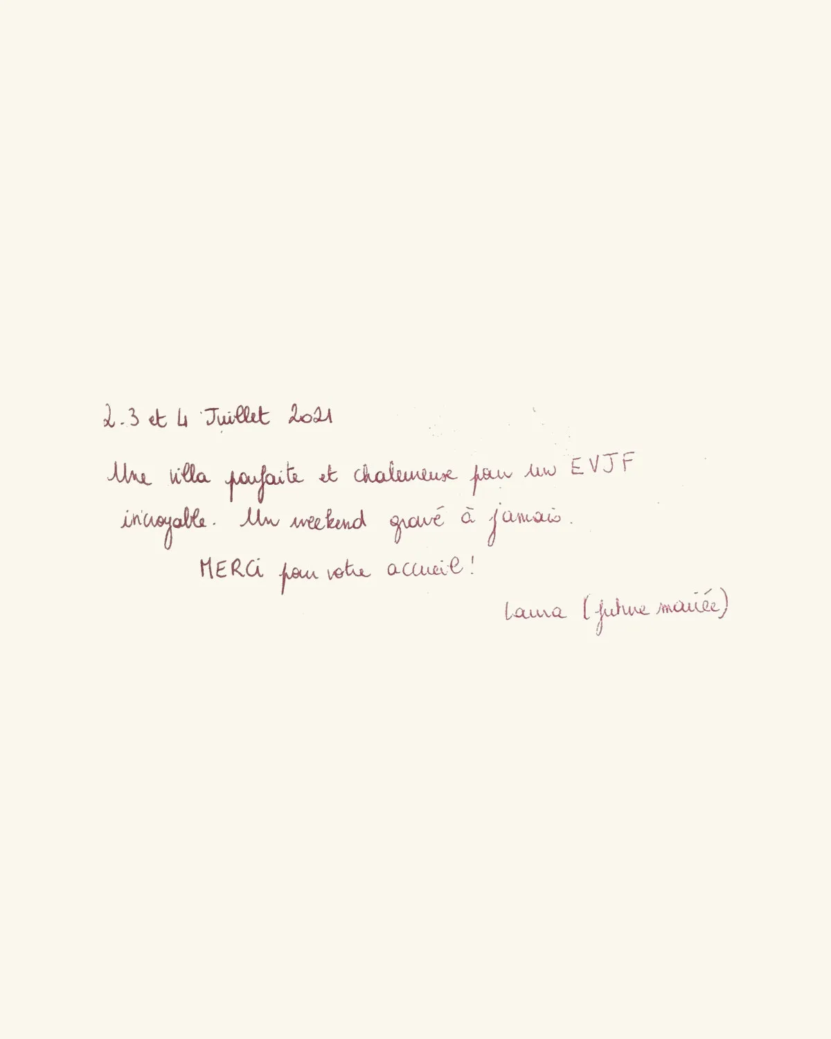 Une villa parfaite et chaleureuse pour un EVJF incroyable. Un weekend gravé à jamais. MERCI pour votre accueil ! — Laura (future mariée)