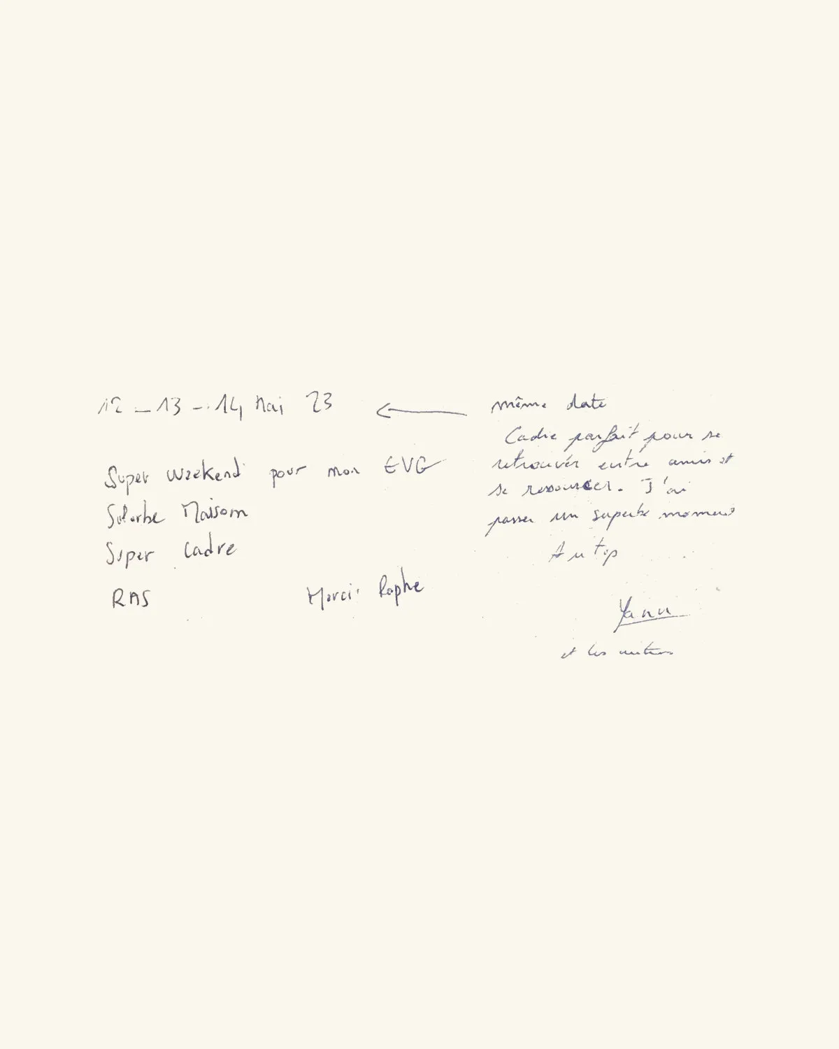 Super weekend pour mon EVG. Superbe maison. Super cadre. RAS. Merci. — Raphe / Cadre parfait pour se retrouver entre amis et se ressourcer. J’ai passé un superbe moment. À tip — Yann et les autres