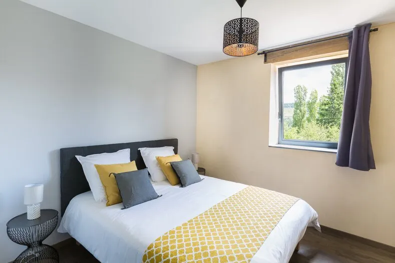 The bedroom in the Fenil, with its double bed