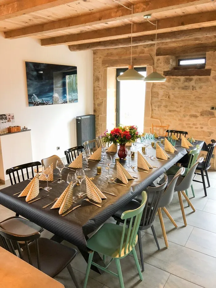 The big table laid for a celebration meal